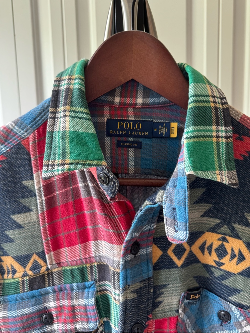 Polo by Ralph Lauren Multi-Color Patchwork Plaid & Aztec Button-Down Shirt - Picture 3 of 3